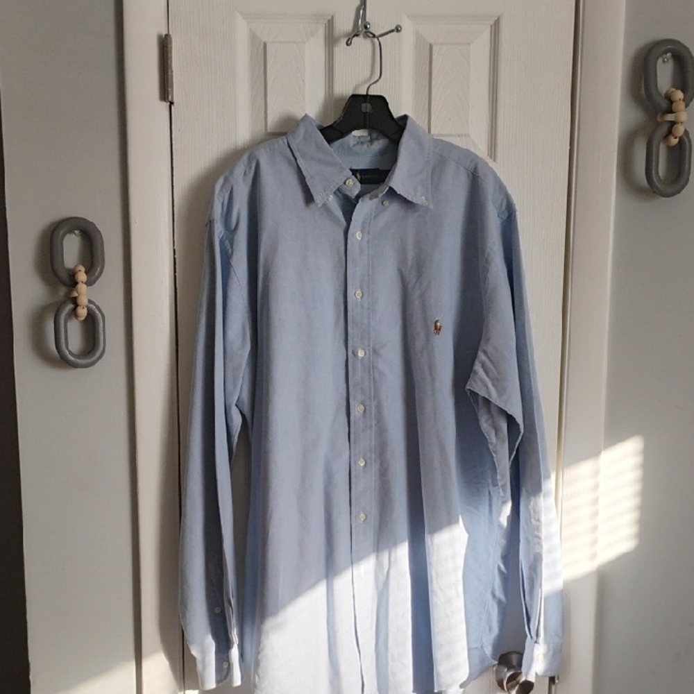 🚨B2G1 POLO RALPH LAUREN Light Blue Denim Long Sleeve Button Down Shirt